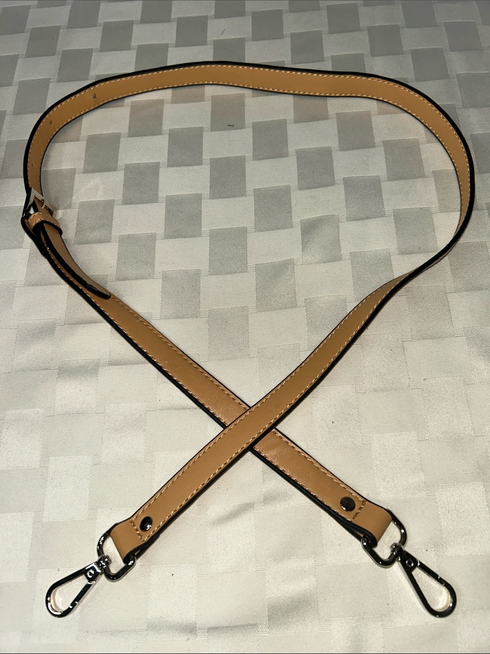 Tan Shoulder Strap with Silver Hardware and Clips - Picture 2 of 4